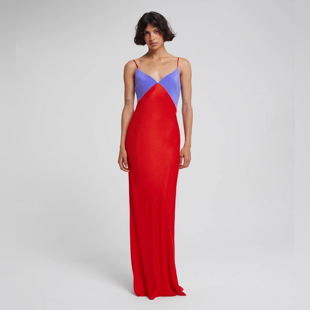 Rat & Boa Red and Lavender Maxi Slip Dress